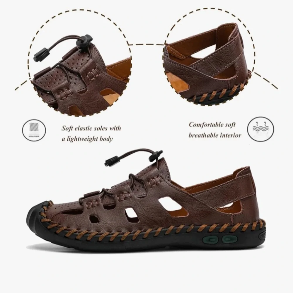 Brown Leather Men's Roman style Sandals